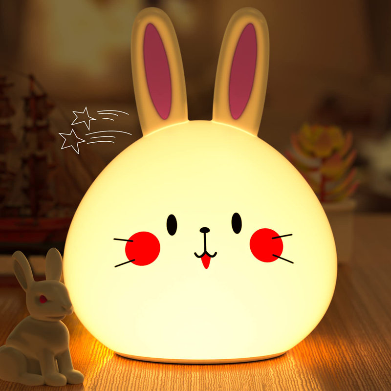 IMMORTAL GOODS Cute LongEared Silicone Bunny Night Light With Touch